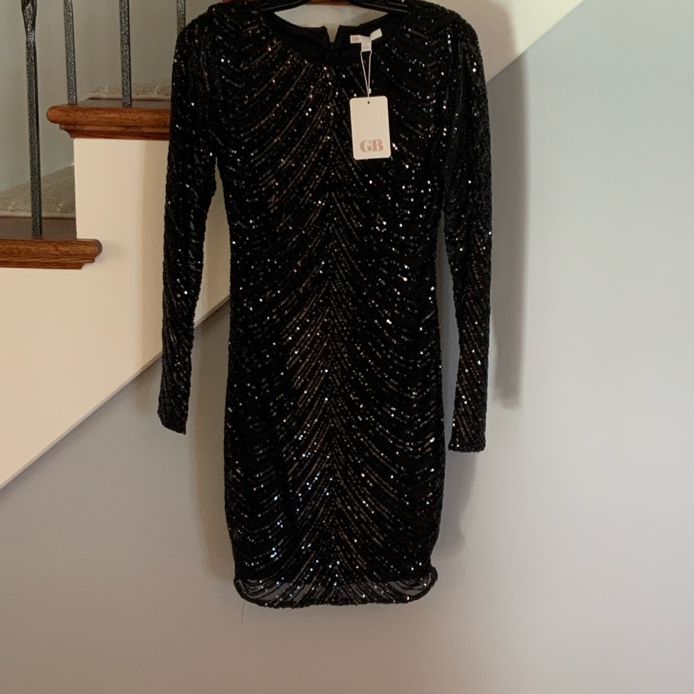 Gianni Bini Black Sequin Long Sleeve Dress